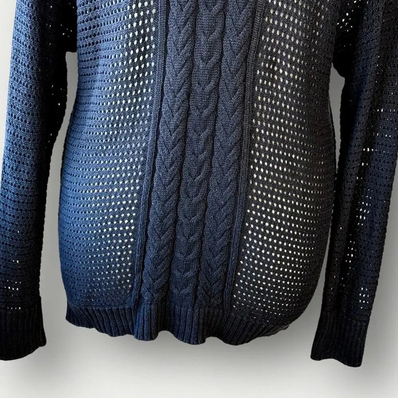 Lane Bryant Long Sleeves V Neck Cable Open Knit Tunic Sweater Size 18/20 Black - Picture 12 of 16